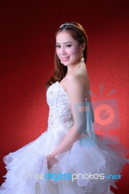 Portrait Of Beautiful Bride Stock Photo