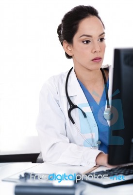 Portrait Of Beautiful Young Doctor Working Stock Photo