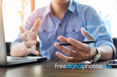 Portrait Of Business Man People Meeting At Office Stock Photo