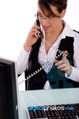 Portrait Of Businesswoman Doing Work Stock Photo