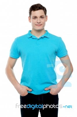 Portrait Of Casual Young Caucasian Guy Stock Photo
