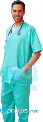 Portrait Of Confident Male Surgeon In Uniform Stock Photo