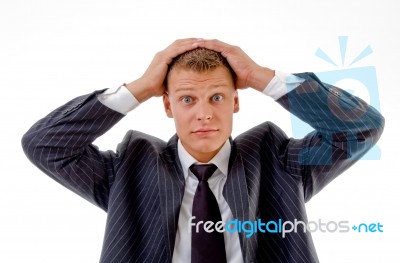 Portrait Of Confused Businessman Stock Photo