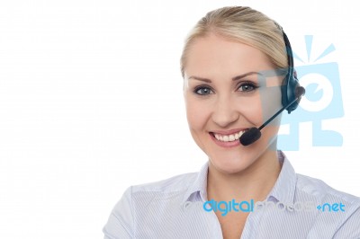 Portrait Of Female Customer Support Executive Stock Photo