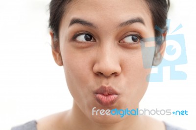 Portrait Of Funny Face Girl Girl Stock Photo