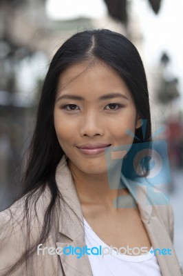 Portrait Of Happy Young Business Woman Stock Photo