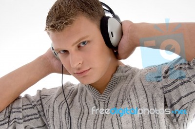 Portrait Of Man With Headset Stock Photo