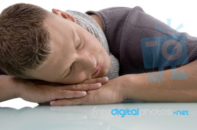 Portrait Of Sleeping Adult Man Stock Photo