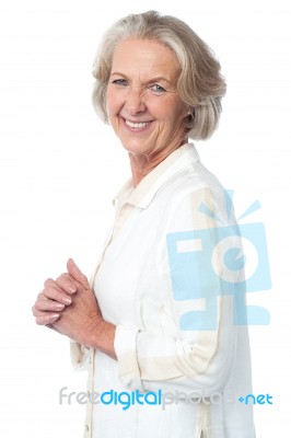 Portrait Of Smiling Attractive Old Woman Stock Photo