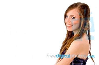 Portrait Of Smiling Beautiful Female Stock Photo