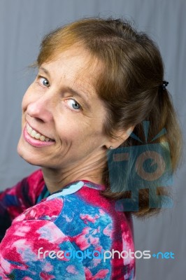 Portrait Of Smiling Dutch Woman Stock Photo