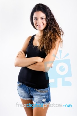 Portrait Of Smiling Young Nice Woman. Isolated Stock Photo