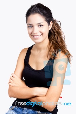 Portrait Of Smiling Young Nice Woman. Isolated Stock Photo