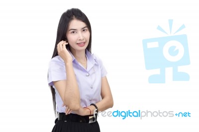 Portrait Of  Student University Uniform Stock Photo