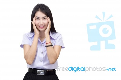 Portrait Of  Student University Uniform Stock Photo