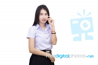 Portrait Of  Student University Uniform Stock Photo