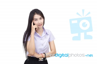 Portrait Of  Student University Uniform Stock Photo