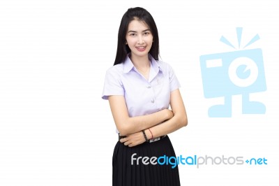 Portrait Of  Student University Uniform Stock Photo