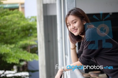 Portrait Of Thai Adult Beautiful Girl Relax And Smile Stock Photo