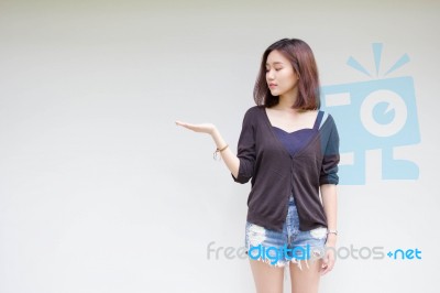 Portrait Of Thai Adult Beautiful Girl Relax And Smile Stock Photo