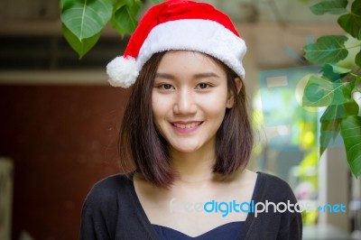 Portrait Of Thai Adult Beautiful Girl Relax And Smile Stock Photo