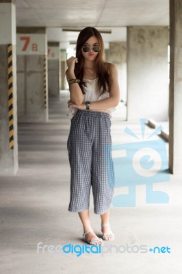 Portrait Of Thai Adult Beautiful Girl Relax And Smile Stock Photo