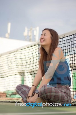 Portrait Of Thai Adult Beautiful Girl Relax And Smile Stock Photo