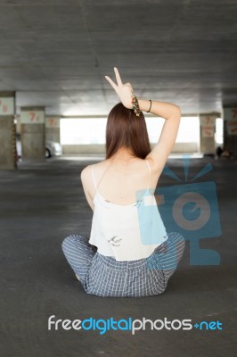 Portrait Of Thai Adult Beautiful Girl Relax And Smile Stock Photo