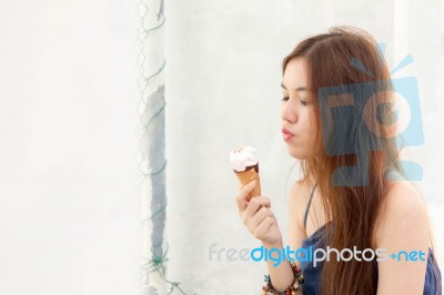 Portrait Of Thai Adult Beautiful Girl Relax And Smile Stock Photo