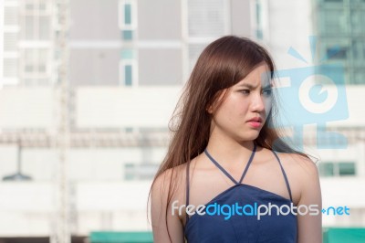 Portrait Of Thai Adult Beautiful Girl Relax And Smile Stock Photo