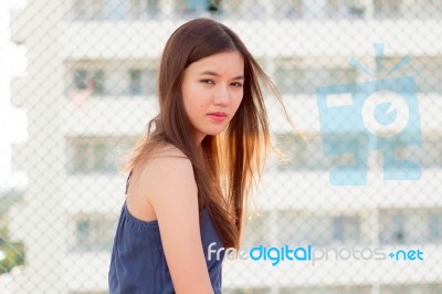 Portrait Of Thai Adult Beautiful Girl Relax And Smile Stock Photo