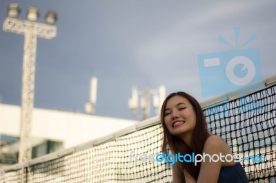 Portrait Of Thai Adult Beautiful Girl Relax And Smile Stock Photo