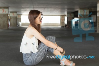 Portrait Of Thai Adult Beautiful Girl Relax And Smile Stock Photo