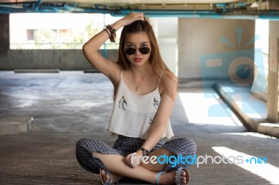 Portrait Of Thai Adult Beautiful Girl Relax And Smile Stock Photo