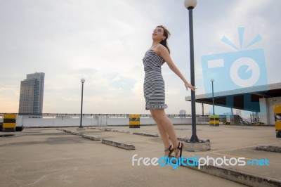 Portrait Of Thai Adult Businesswoman Beautiful Girl Relax And Smile Stock Photo