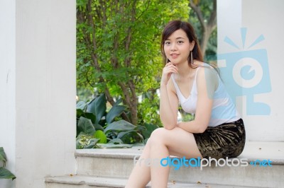 Portrait Of Thai Adult Sexy Women Office Beautiful Girl Relax And Smile Stock Photo