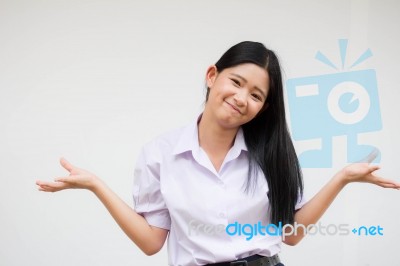 Portrait Of Thai High School Student Uniform Beautiful Girl Excellent Stock Photo