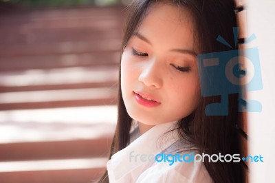 Portrait Of Thai Teen Beautiful Girl Happy And Relax Stock Photo