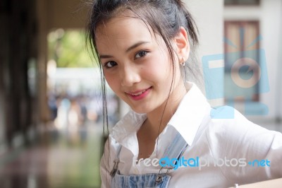 Portrait Of Thai Teen Beautiful Girl Happy And Relax Stock Photo