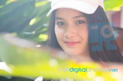 Portrait Of Thai Teen Beautiful Girl Happy And Relax Stock Photo