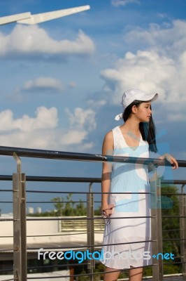 Portrait Of Thai Teen Beautiful Girl Happy And Relax Stock Photo