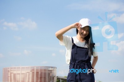 Portrait Of Thai Teen Beautiful Girl Happy And Relax Stock Photo