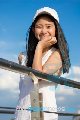 Portrait Of Thai Teen Beautiful Girl Happy And Relax Stock Photo