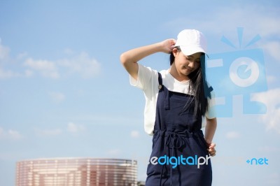 Portrait Of Thai Teen Beautiful Girl Happy And Relax Stock Photo