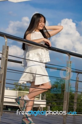 Portrait Of Thai Teen Beautiful Girl Happy And Relax Stock Photo