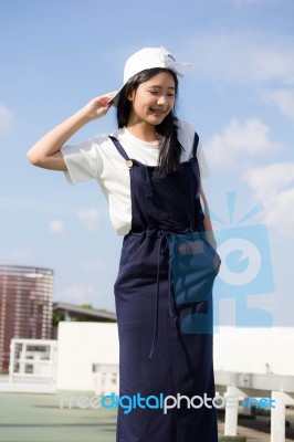 Portrait Of Thai Teen Beautiful Girl Happy And Relax Stock Photo