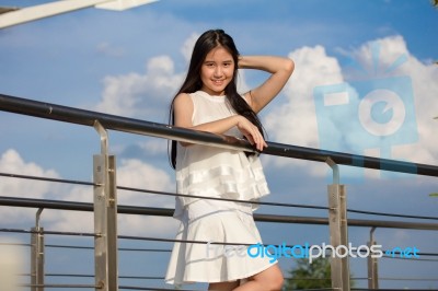 Portrait Of Thai Teen Beautiful Girl Happy And Relax Stock Photo