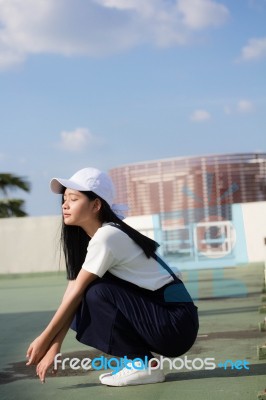 Portrait Of Thai Teen Beautiful Girl Happy And Relax Stock Photo