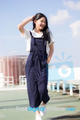 Portrait Of Thai Teen Beautiful Girl Happy And Relax Stock Photo