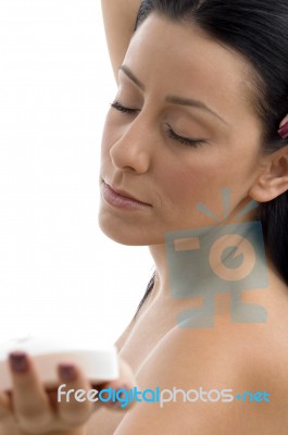 Portrait Of Woman With Soap Stock Photo